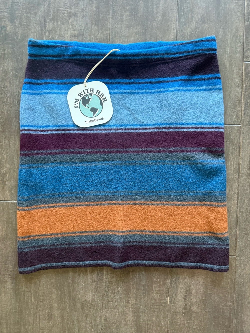 Toad&Co NWT Women’s Merino Heartfelt Sweater Skirt Knee Length Wool Striped XL